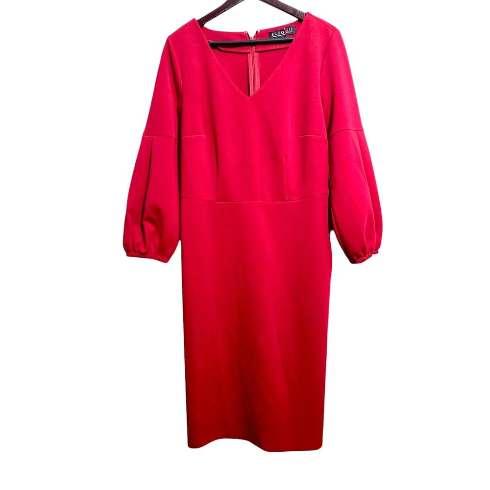 Eloquii Red V Neck Long Sleeve Dress NWT - Picture 1 of 5